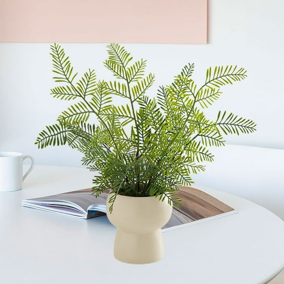 Yonrjhukm Simulated Potted Plants Decor, Realistic Indoor Artificial Greenery for Home, Living Room, Bedroom, Office, Low Maintenance Faux Flower Bonsai, Durable Ceramic Base