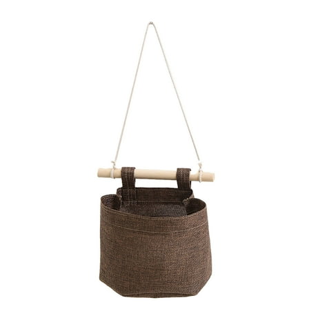 Yonrjhukm Small Wall Hanging Organizer Bag, Linen Fabric Storage Basket with Pockets for Kitchen, Bedroom, Office, Decorative and Space-Saving Solution