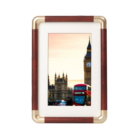 Yonrjhukm Solid Wood Texture Photo Frame, Plastic Imitation Copper Corner Picture Frame for Home Decor, Waterproof, Scratch-Resistant, Easy to Install, Suitable for Living Room, Bedroom, and Study