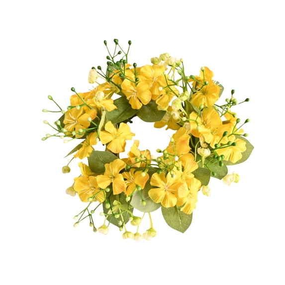 Yonrjhukm Spring and Summer Artificial Flower Garland Candle Ring, Mini Floral Wedding Wreath for Table Centerpiece, Home Decoration, Party Decor, and Dining Table Candle Holders