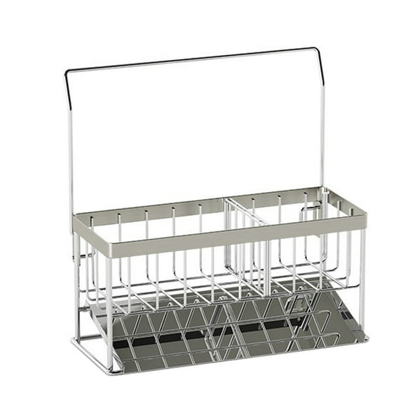 Yonrjhukm Stainless Steel Kitchen Sink Organizer, Sponge Rack with Removable Hanging Bar & Divider for Soap Dispenser, Towels & Dishware, Durable, Easy Drain Water Tray