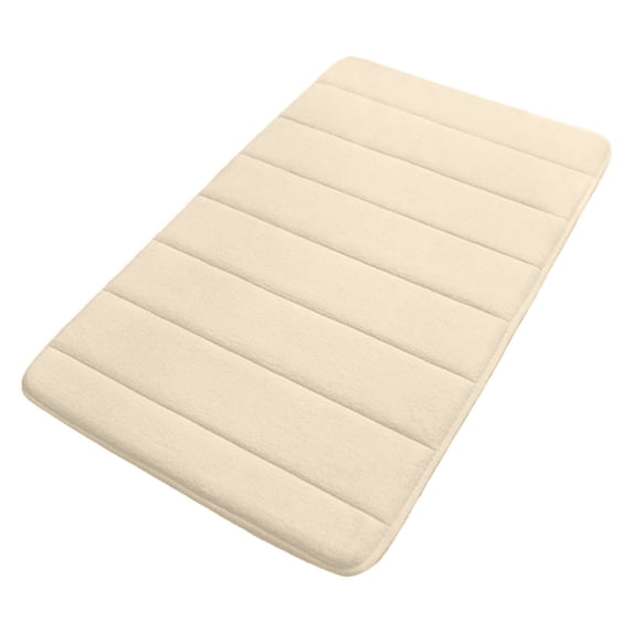 Yonrjhukm Striped Quilted Floor Mat, Soft Velvet Bathroom Mat with Super Absorbent Microfiber, Non-Slip PVC Backing, Easy to Clean, Comfortable Foam for Home and Guest Bathrooms