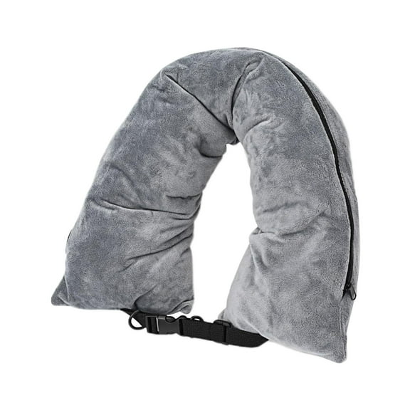 Yonrjhukm Stuffable Travel Neck Pillow, Adjustable Velvet Travel Pillow for Extra Storage, Multifunctional Sleeping Support for Airplanes, Cars, and Bikes, Ideal for Travelers