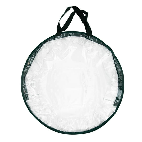 Yonrjhukm Transparent PVC Storage Bag for Christmas Wreaths, Round Wreath Container with Handle, Keeps Holiday Decor Dust-Free and Organized, Ideal for Year-Round Use