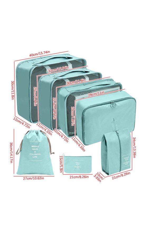 Travel Storage Bag Set, Compact Clothing, Shoe, Underwear, and Makeup Organizers, Durable Oxford Cloth, Portable Design, Two-way Zipper, Ideal for Luggage Finishing and Organization