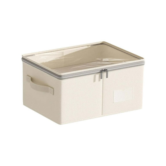 Yonrjhukm Visible Double Zipper Clothing Storage Box, Thickened Fabric Household Organizer, Large Capacity Wardrobe Storage Bag for Clothes, Bedding, Toys, and More