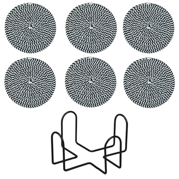 Yonrjhukm Woven Round Non Slip Yarn Placemats, Thermal Insulation Coasters for Kitchen & Dining Table, Durable & Easy to Clean, Perfect for Gifts with Storage Stand