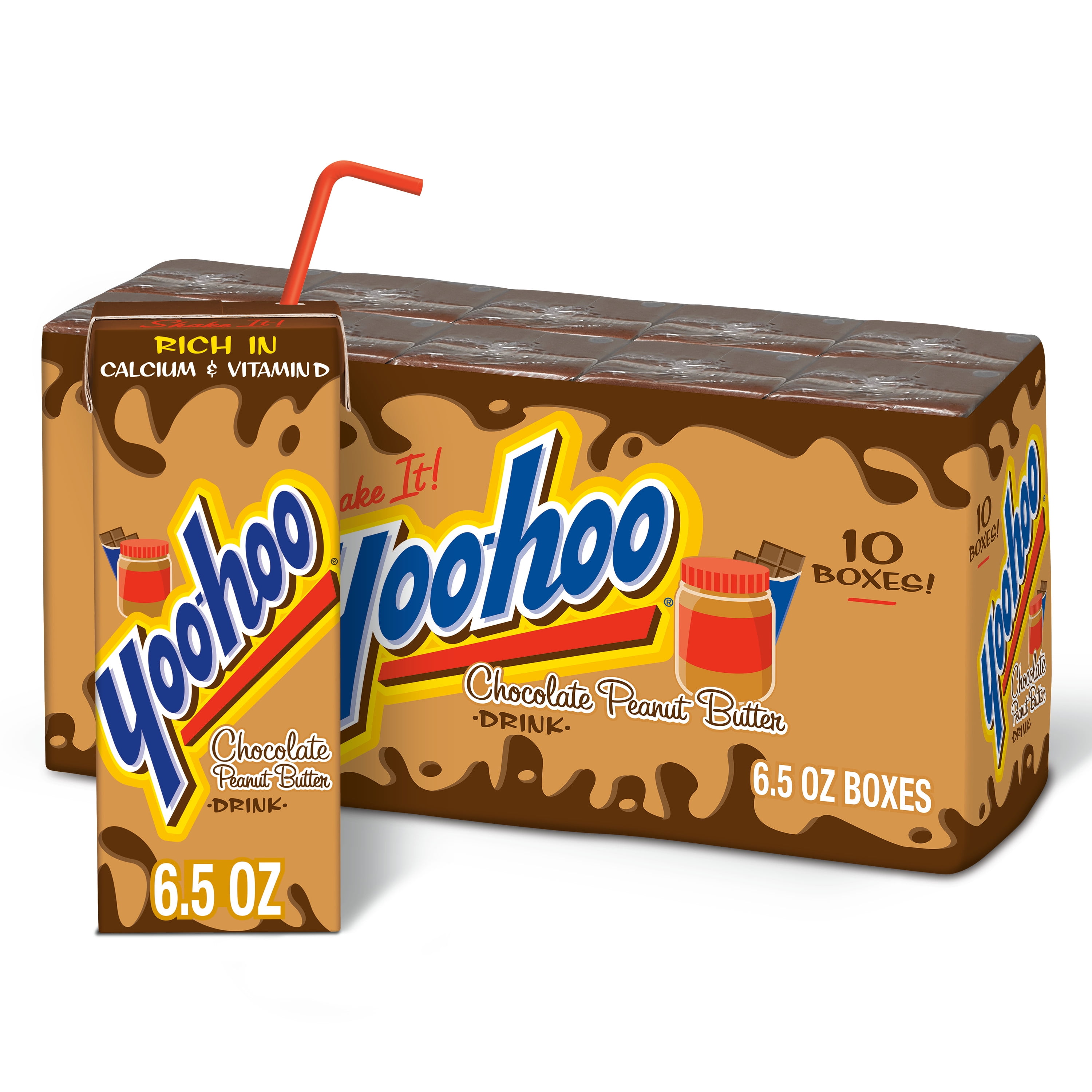 YooHoo Chocolate Peanut Butter Drink, 6.5 fl oz, 10 count