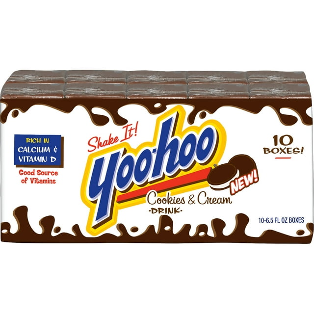 Yoo-hoo Cookies and Cream Drink, 6.5 Fl Oz Boxes, 10 Count (Pack of 4)