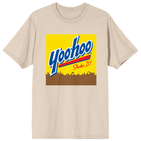 Yoo-hoo Square Logo Crew Neck Short Sleeve Natural Unisex T-shirt-Medium