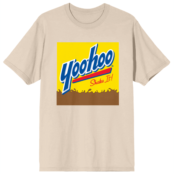 Yoo-hoo Square Logo Crew Neck Short Sleeve Natural Unisex T-shirt-XL