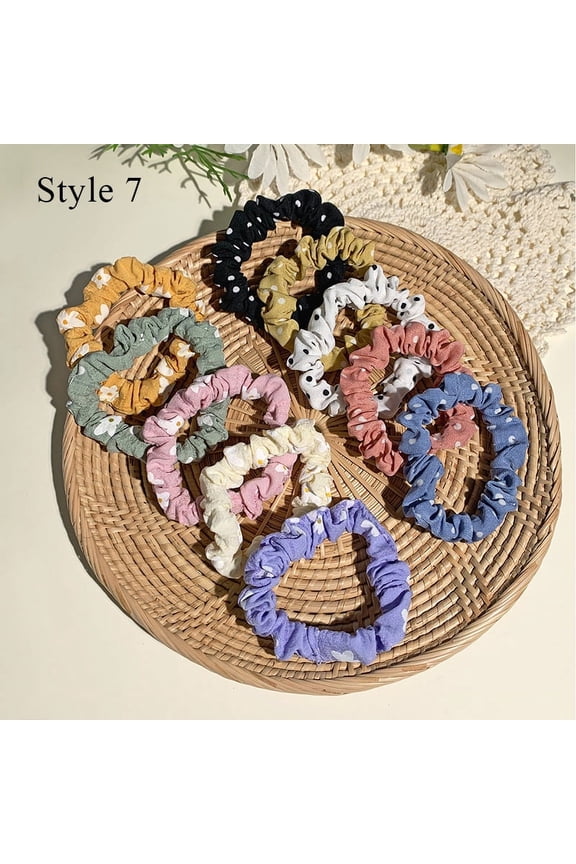 10pcs/pack Women Colorful Satin Silk Scrunchies Elastic Hair Bands Solid Color Dot Hair Ties Ponytail Holder Hair Accessories