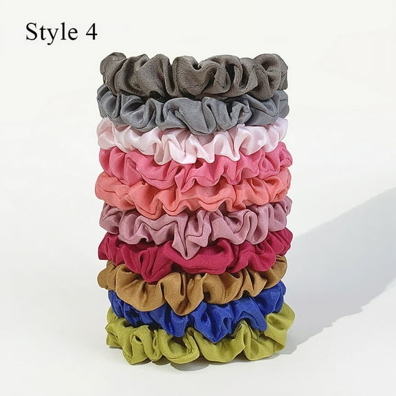 YooGuoGuo 10pcs/pack Women Colorful Satin Silk Scrunchies Elastic Hair Bands Solid Color Dot Hair Ties Ponytail Holder Hair Accessories