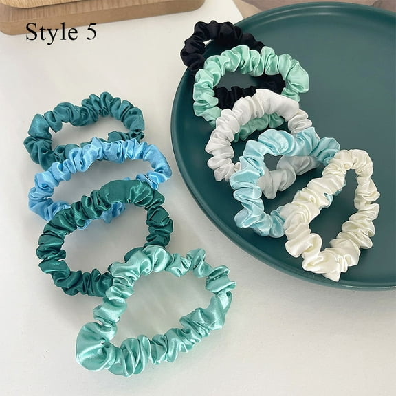 YooGuoGuo 10pcs/pack Women Colorful Satin Silk Scrunchies Elastic Hair Bands Solid Color Dot Hair Ties Ponytail Holder Hair Accessories