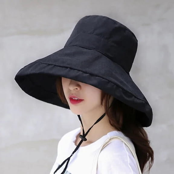 YooGuoGuo 1Pc Summer Big Brim Sun Hat For Female Seaside Sun Protection UV Beach Cap Japanese Wild Fisherman Hat with Windproof Rope Gifts