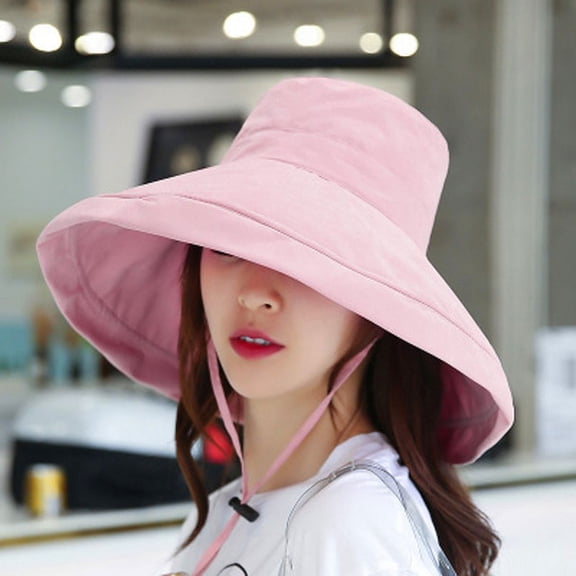 YooGuoGuo 1Pc Summer Big Brim Sun Hat For Female Seaside Sun Protection UV Beach Cap Japanese Wild Fisherman Hat with Windproof Rope Gifts