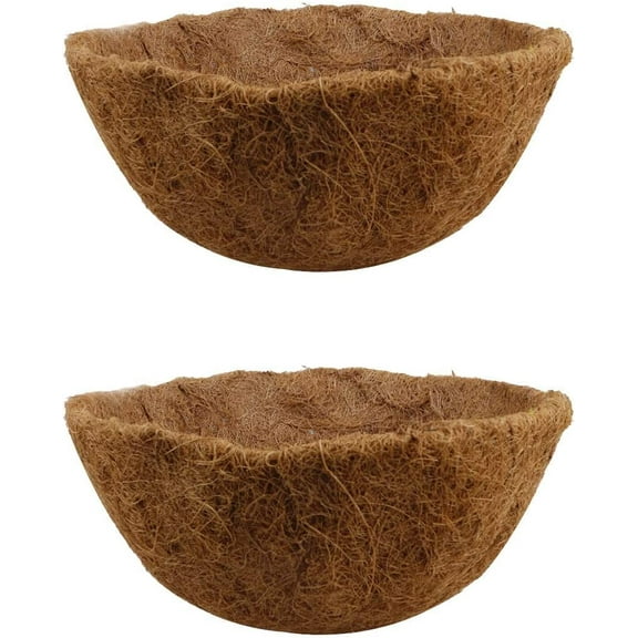 YooGuoGuo 2 Pack Coconut Liners for Planters Round Hanging Husk Basket Liners Coco Coir Fiber Replacement Liners for Garden Flower Pot Vegetables Herbs (14 Inches)