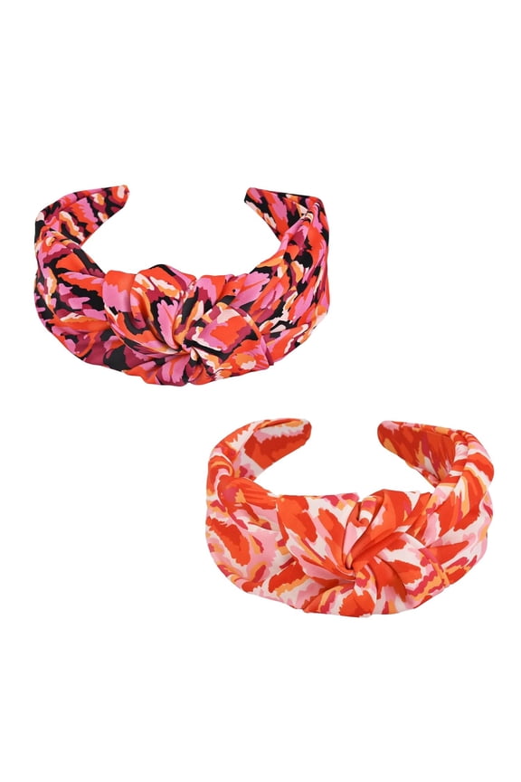 2-Piece Knotted Headbands for Women, Top Knot Non-Slip Headband Fashion Thick Wide Head Bands for Women's Hair, Hair Accessories (Green & Blue)