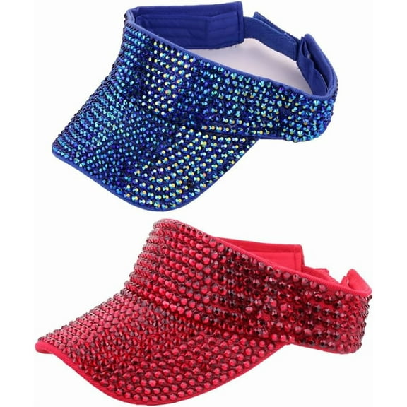 YooGuoGuo 2PCS Bling Rhinestones Sport Sun Visor Hats for Women Adjustable Summer Cap