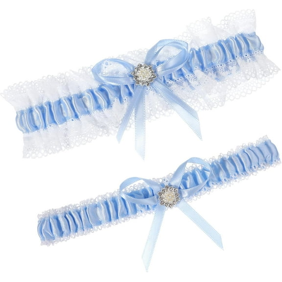 YooGuoGuo 2Pcs Blue Wedding Garters for Bride Bridal, Lace Bridal Garter for Bride Gifts Something Blue Women Wedding Accessories