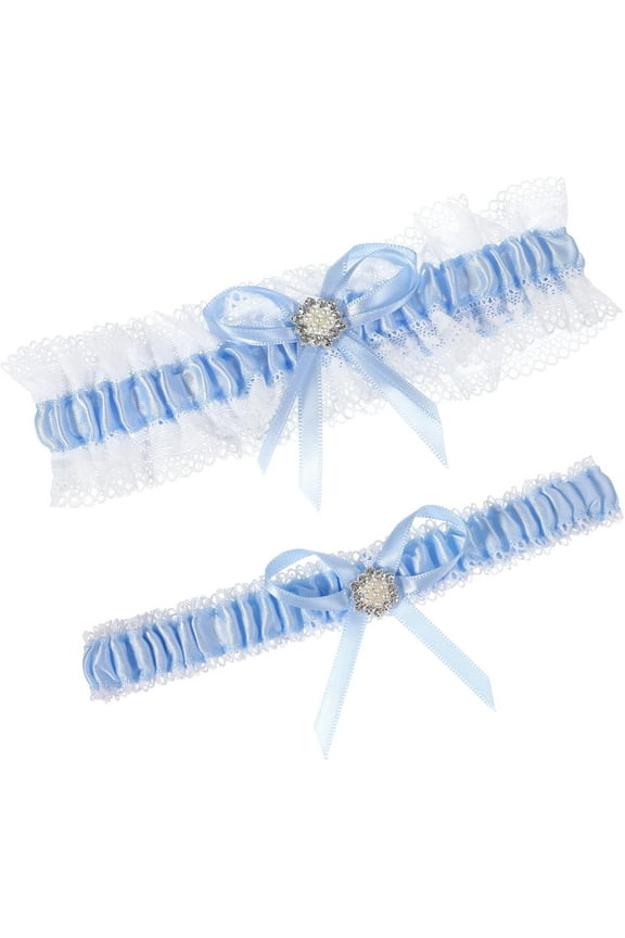 2Pcs Blue Wedding Garters for Bride Bridal, Lace Bridal Garter for Bride Gifts Something Blue Women Wedding Accessories