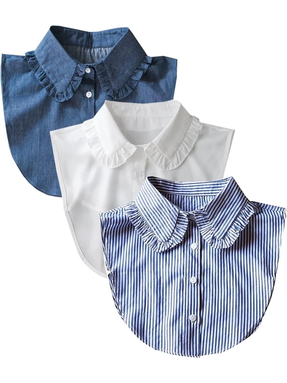 3 Pack Fake Collar Detachable Dickey Collar Half Shirts Blouse False Collar Top for Women Girls Outfits