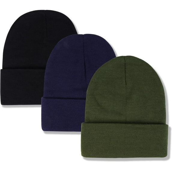 YooGuoGuo 3 Pack Unisex Winter Warm Knit Beanie Hats Cuffed Ribbed Skull Caps Toboggan Hat for Women Men