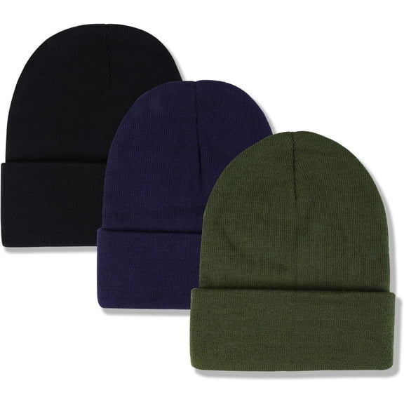 YooGuoGuo 3 Pack Unisex Winter Warm Knit Beanie Hats Cuffed Ribbed Skull Caps Toboggan Hat for Women Men