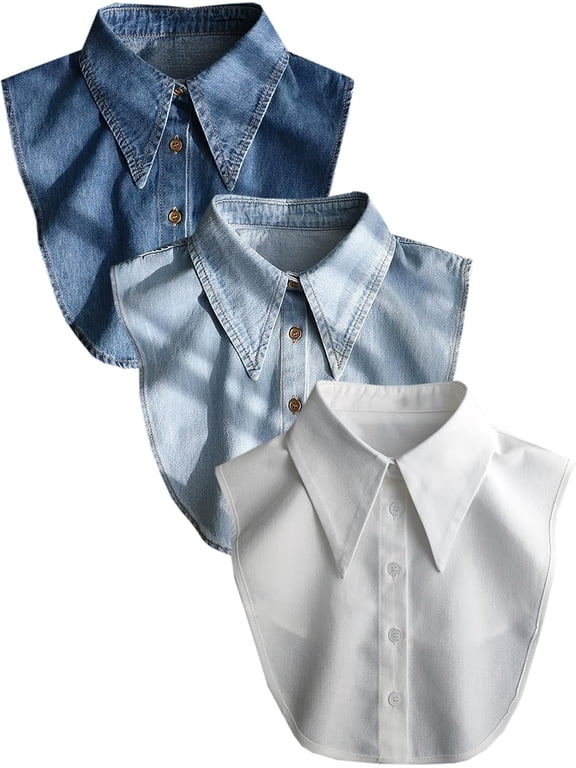 3 Pieces Detachable Dickey Collar Blouse for Women, Fake Half Shirts Faux False Collar for Girls Favors