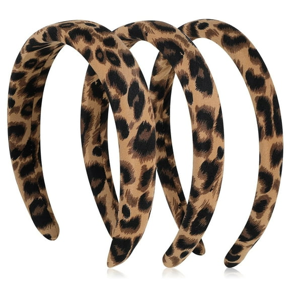 YooGuoGuo 3PCS Leopard Padded Headband Thick Head Band Cheetah Print Headband Cute Headbands for Women Wide Chiffon Hair Accessories Non-Slip Comfortable for Daily Wear