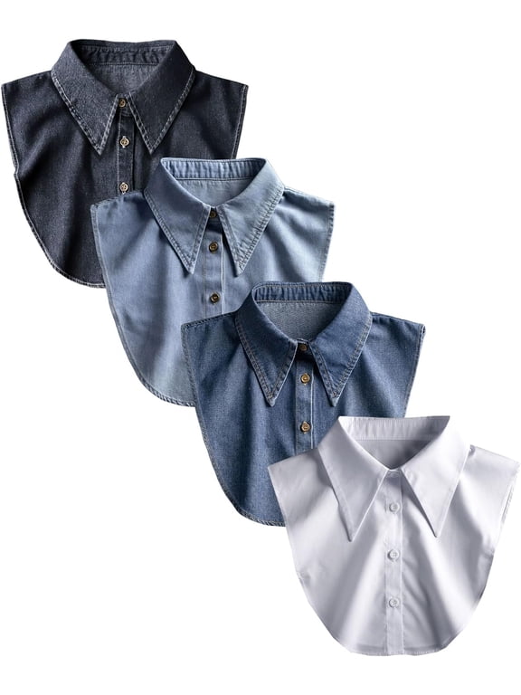 4 Pack Classic Fake Collar Women Detachable Dickey Blouse Half Shirts Collar Outfits