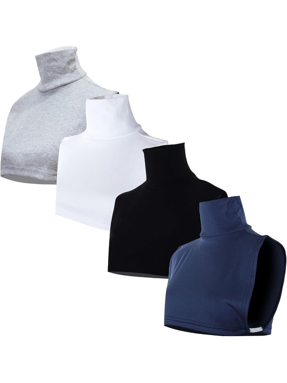 4 Pcs Lightweight Knited Fake Turtleneck Dickey Detachable Collars Half Top Mock Blouse Collar for Women Men