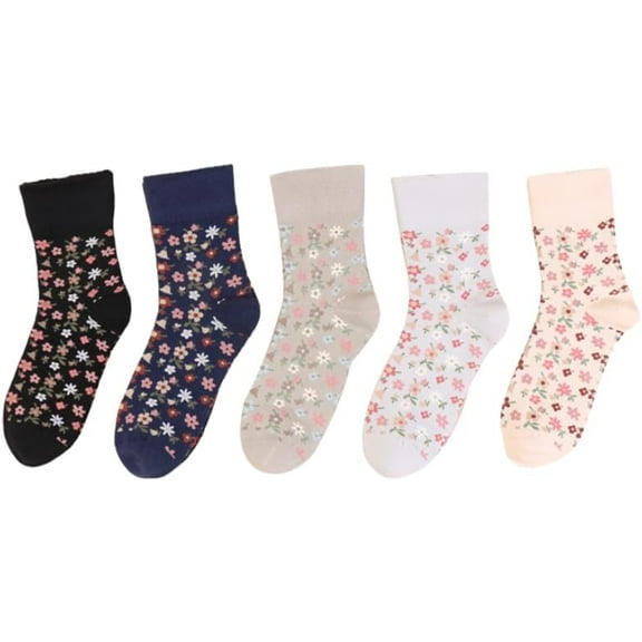 YooGuoGuo 5/10 Pairs Vintage Floral Socks for Women, Combed Cotton Moisture-wicking Breathable Crew Socks