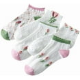 thumbnail image 1 of YooGuoGuo 5 Pairs Floral Sheer Socks Women Cottagecore See Through Mesh Crew Socks Coquette Lace Jacquard Socks Summer Accessories, 1 of 7