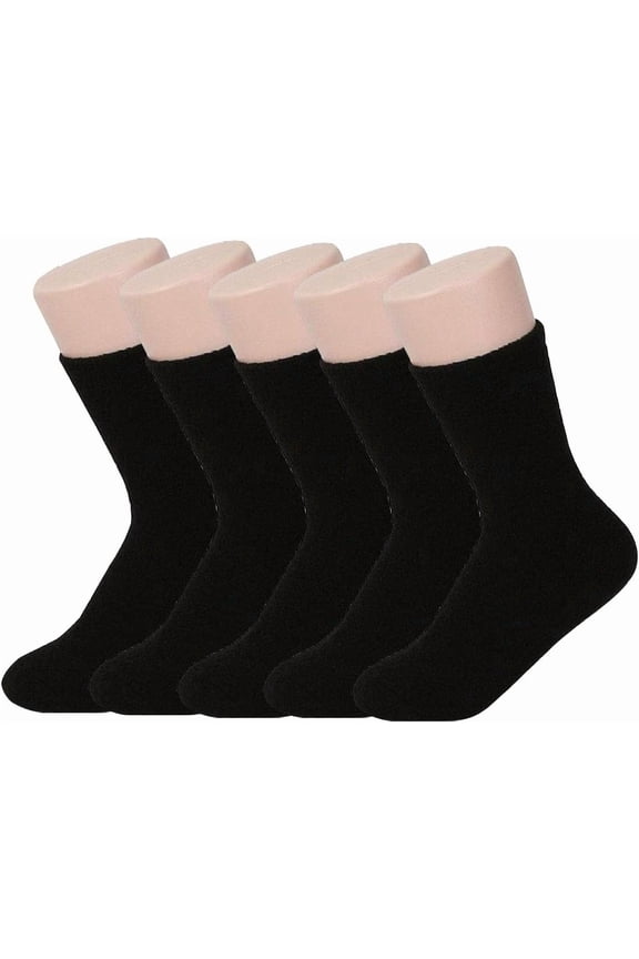 5 Pairs Womens Fuzzy Socks Soft Winter Warm Solid Socks for Ladies