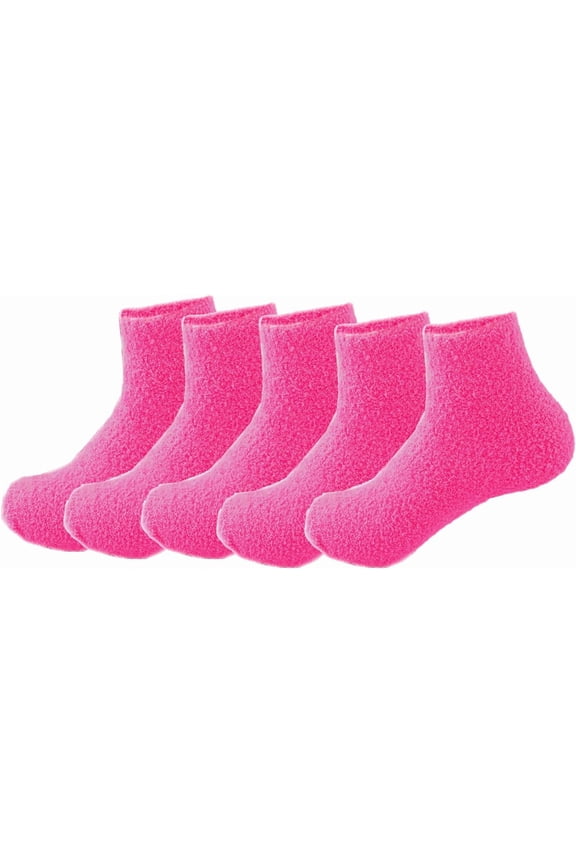 5 Pairs Womens Fuzzy Socks Soft Winter Warm Solid Socks for Ladies