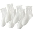 thumbnail image 1 of YooGuoGuo 6 Pair Women Ankle Ruffle Socks for Girls Casual Cute Slouchy Breathable Ribbed Knit Fall Frilly Crew Athletic Socks, 1 of 5