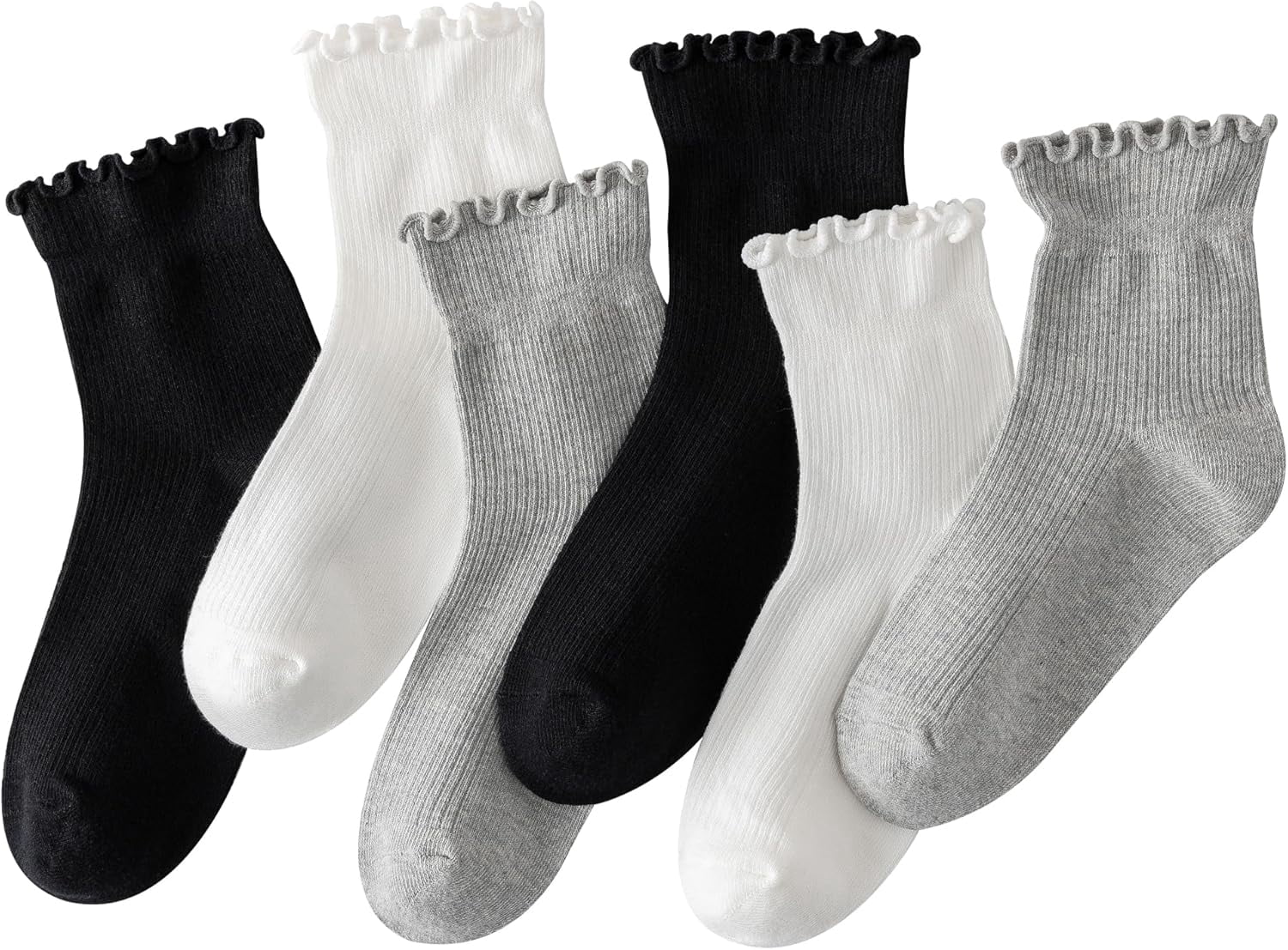 YooGuoGuo 6 Pair Women Ankle Ruffle Socks for Girls Casual Cute Slouchy ...