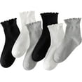 thumbnail image 1 of YooGuoGuo 6 Pair Women Ankle Ruffle Socks for Girls Casual Cute Slouchy Breathable Ribbed Knit Fall Frilly Crew Athletic Socks, 1 of 5