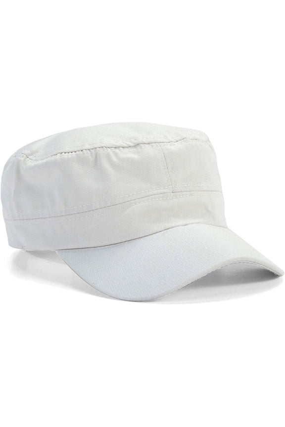 Adjustable Unisex Flat Top Twill Classical Baseball Cap Military Hat 22-23.6 in Cadet Cap