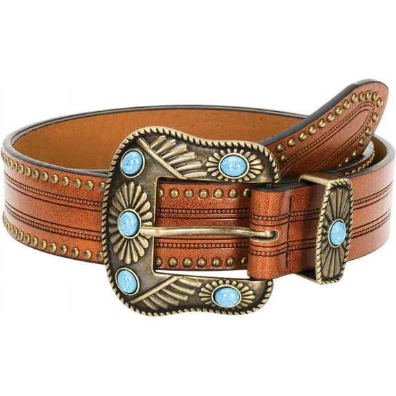 YooGuoGuo Adjustable Vintage Western-Belts for Women Men Engraved Buckle-Belts Cowboy-Cowgirl-Belt (Waist for 29"-39")