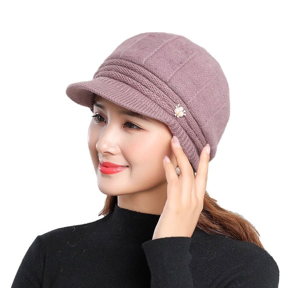 YooGuoGuo Autumn And Winter Women's Knitted Short Brimmed Duckbill Caps, Outdoor Plush Insulation, Cycling Fashion, New Berey Hats