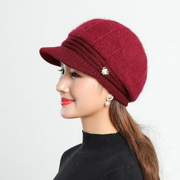 YooGuoGuo Autumn And Winter Women's Knitted Short Brimmed Duckbill Caps, Outdoor Plush Insulation, Cycling Fashion, New Berey Hats