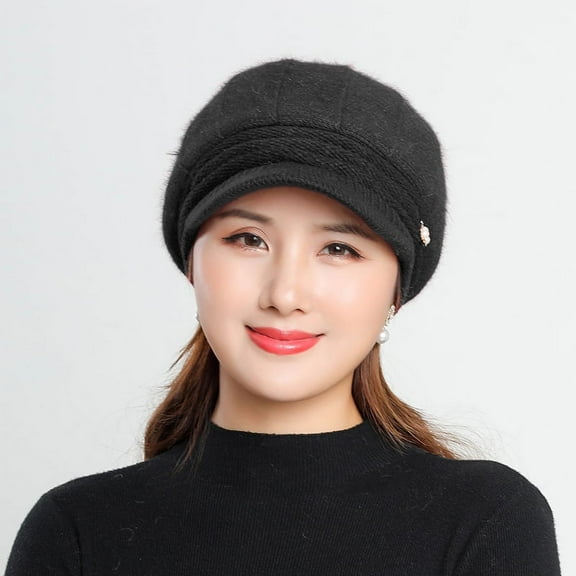YooGuoGuo Autumn And Winter Women's Knitted Short Brimmed Duckbill Caps, Outdoor Plush Insulation, Cycling Fashion, New Berey Hats