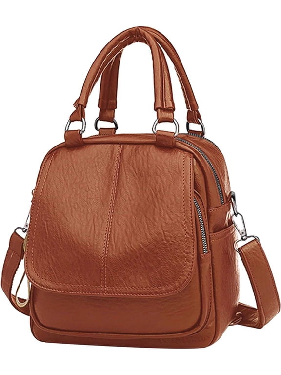 Backpack Purse Women Crossbody Bag Ladies Small Rucksack PU Waterproof Shoulder Bag Handbag Daypack for Travel Shopping Dating Black