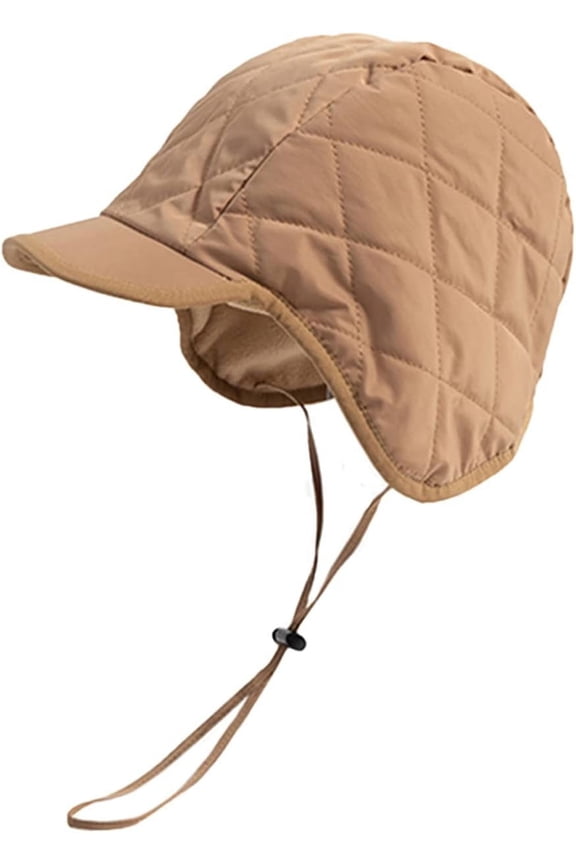 Baseball Earflap Cap Waterproof Men's Winter Hat Warm Fleece Lined Outdoor Beanie Cap Adjustable Chin Strap Eskimo Hat