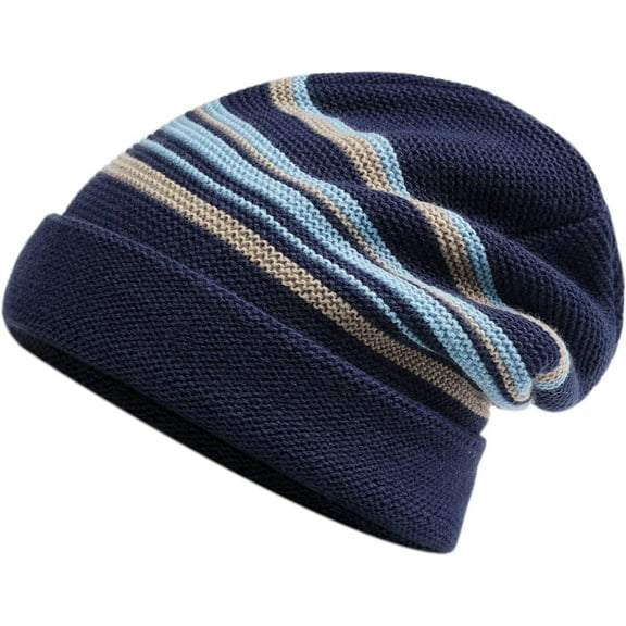 YooGuoGuo Beanie Men Slouchy Knit Skull Cap Striped Toboggan Hat Cap Outdoor Acrylic Warm Winter Knitted Hat Stocking Cap