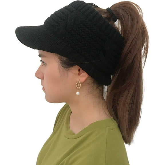 YooGuoGuo Beanie Tail Winter Warm Knit Messy High Bun Ponytail Hats Visor Beanie Cap