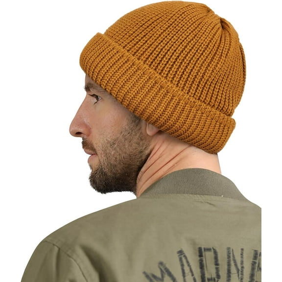 YooGuoGuo Beanie for Men Women Trawler Cuffed Cap Roll-up Edge Skullcap Fisherman Beanie Soft Winter Watch Hat Knit Hats