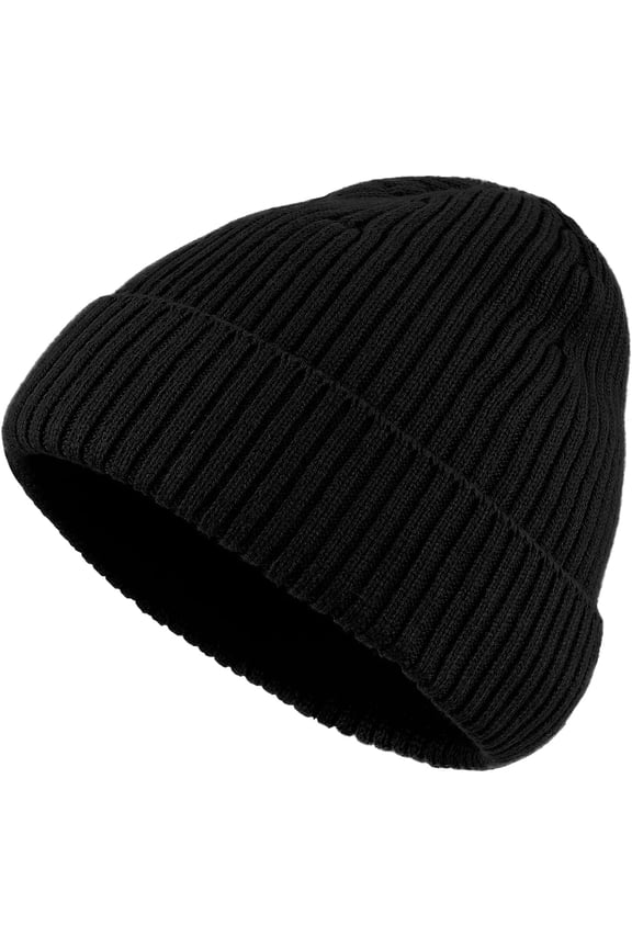Beanies Hat for Men Cuffed Skull Ribbed Watch Cap Daily Plain Knit Ski Caps Soft Warm Hat Thick Slouchy Snow Skullcap